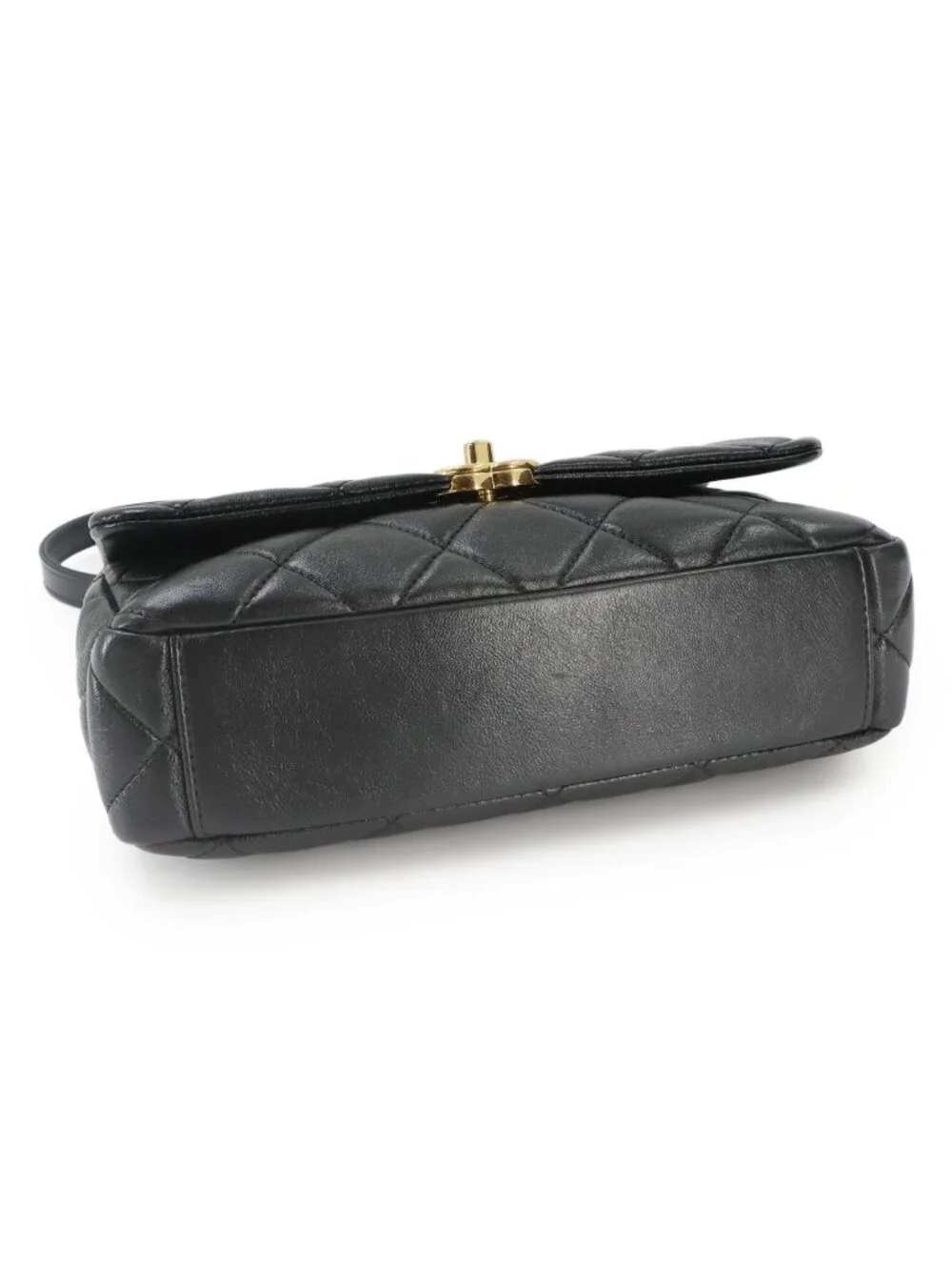 Chanel Quilted 2-Way Bag Leather Black Gold Bag